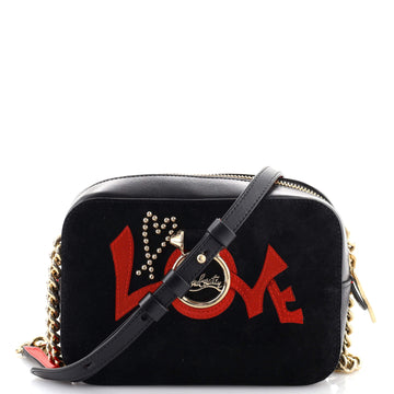 Christian Louboutin Rubylou Love Crossbody Bag Suede and Leather Mini