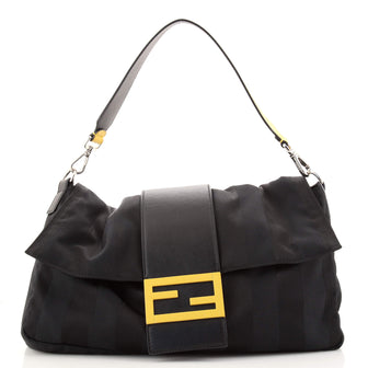 Fendi Baguette Convertible Shoulder Bag Striped Nylon Large