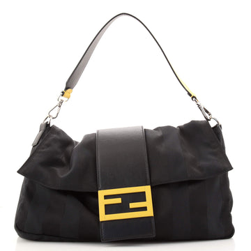 Fendi Baguette Convertible Shoulder Bag Striped Nylon Large