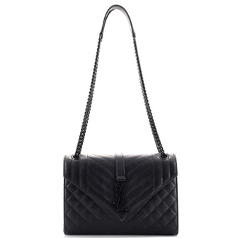 Saint Laurent Classic Monogram Envelope Satchel Mixed Matelasse Leather Medium