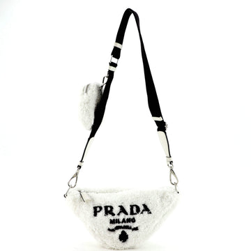 Prada Triangle Logo Zip Crossbody Bag Terry Cloth Small