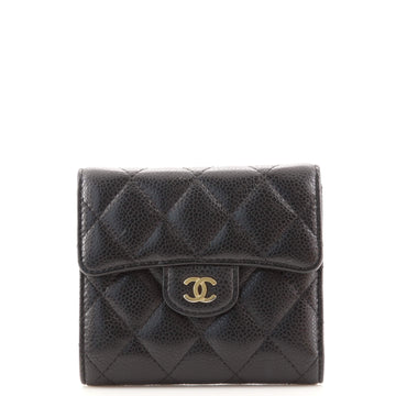 Chanel Trifold Flap Wallet Quilted Caviar Small