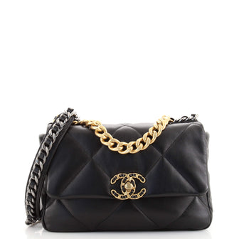 Chanel 19 Flap Bag Quilted Lambskin Medium Black 1563921