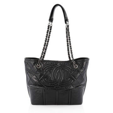 Chanel Shopping In Moscow Tote Quilted Distressed Lambskin Small black