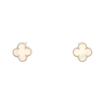 Van Cleef & Arpels Vintage Alhambra Earrings 18K White Gold and Mother of Pearl