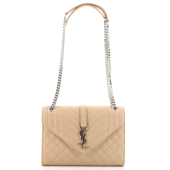 Saint Laurent Classic Monogram Envelope Satchel Mixed Matelasse Leather Medium