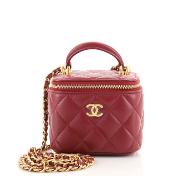 Chanel Classic Top Handle Vanity Case with Chain Quilted Lambskin Mini