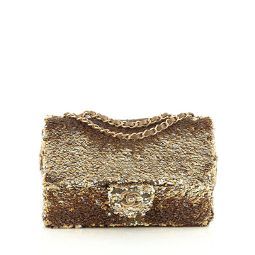 Chanel Classic Single Flap Bag Multicolor Sequins Medium