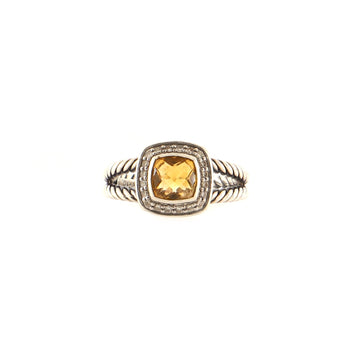 David Yurman Petite Albion Ring Sterling Silver with Citrine and Diamonds 7mm