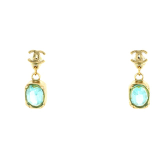 Chanel CC Square Drop Earrings Metal with Crystals