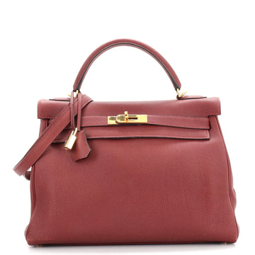 Hermes Kelly Handbag Red Togo with Gold Hardware 32