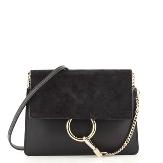 Chloe Faye Chain Shoulder Bag Leather and Suede Mini