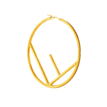 Fendi F is Fendi Hoop Earrings Metal with Crystals Large