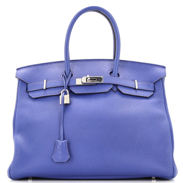 Hermes Birkin Handbag Blue Togo with Palladium Hardware 35