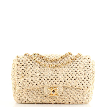 Chanel Classic Single Flap Bag Crochet Raffia Medium
