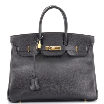 Hermes Birkin Handbag Black Ardennes with Gold Hardware 35
