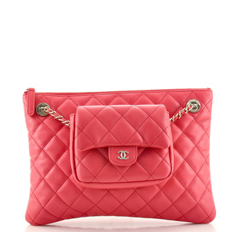 Chanel CC Front Coin Case Pouch Quilted Lambskin