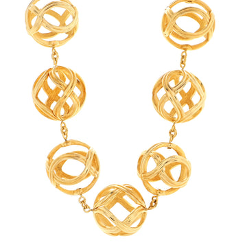 Christian Dior Vintage Openwork Sphere Necklace Metal