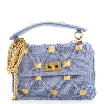 Valentino Roman Stud Flap Bag Quilted Knit Medium