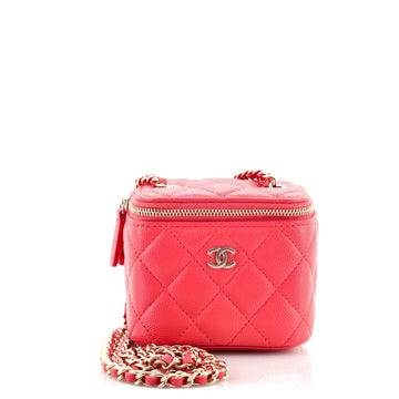 Chanel Classic Vanity Case with Chain Quilted Caviar Mini