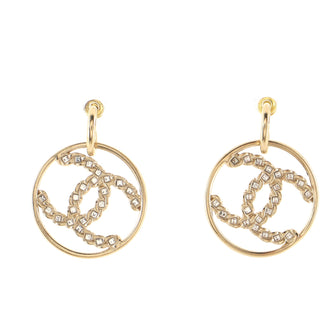 Chanel High Society CC Dangle Hoop Earrings Metal with Crystals