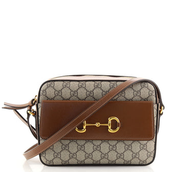 Gucci Horsebit 1955 Flap Pocket Camera Bag GG Coated Canvas Small