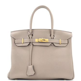 Hermes Birkin Handbag Grey Togo with Gold Hardware 30