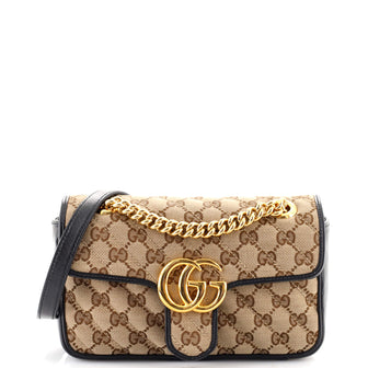 Gucci GG Marmont Flap Bag Diagonal Quilted GG Canvas Mini