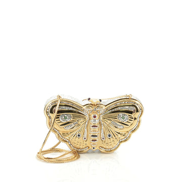 Judith Leiber Butterfly Minaudiere Embellished Metal Small Gold