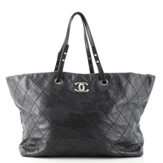 Chanel On The Road Tote Quilted Leather Large
