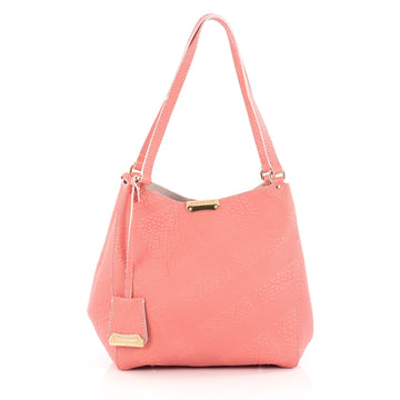 Burberry Canterbury Tote Embossed Check Leather Small pink