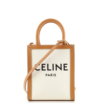 Celine Vertical Cabas Tote Canvas with Leather Mini