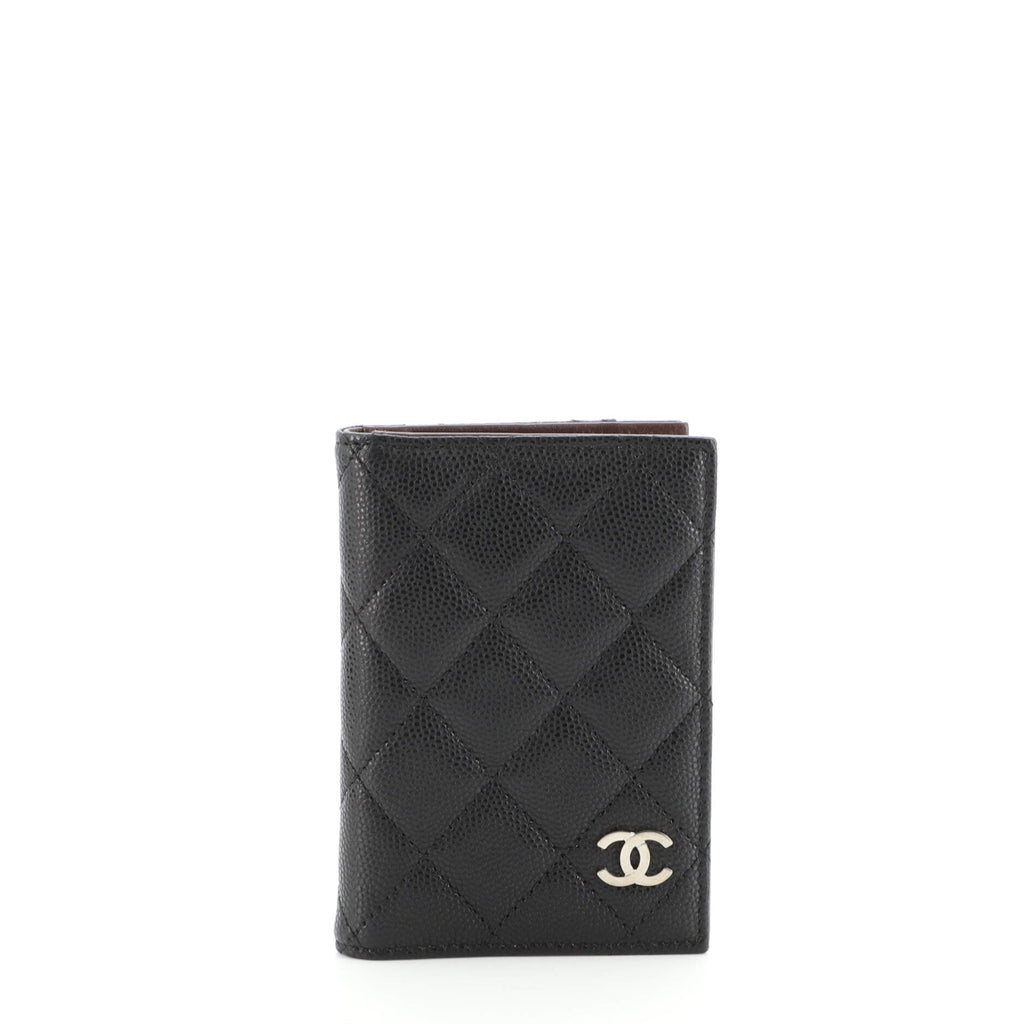Chanel Black Quilted Caviar Leather Card Case and ID Holder