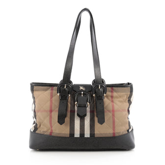 Burberry Buckle Flap Tote Quilted House Check Canvas 1567501