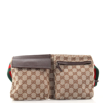 Gucci Vintage Double Belt Bag GG Canvas