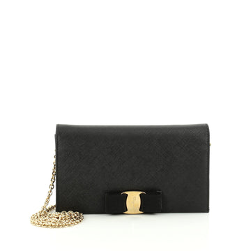 Salvatore Ferragamo Miss Vara Chain Wallet Saffiano Leather black