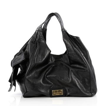Valentino Nuage Bow Hobo Leather Large black