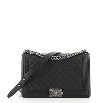 Chanel So Black Boy Flap Bag Quilted Caviar New Medium