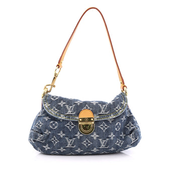 Louis Vuitton Pleaty Handbag Denim Mini Blue