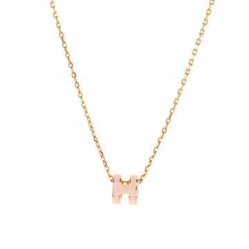Hermes Pop H Pendant Chain Necklace Metal and Enamel Mini
