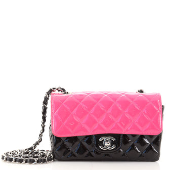 Chanel Bicolor Classic Single Flap Bag Quilted Patent Mini