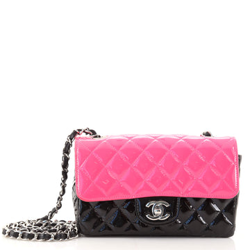 Chanel Bicolor Classic Single Flap Bag Quilted Patent Mini