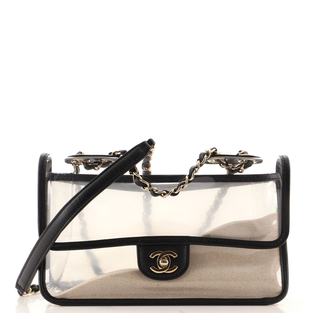 Chanel Sand By The Sea Flap Bag PVC with Lambskin Medium Black 15684311