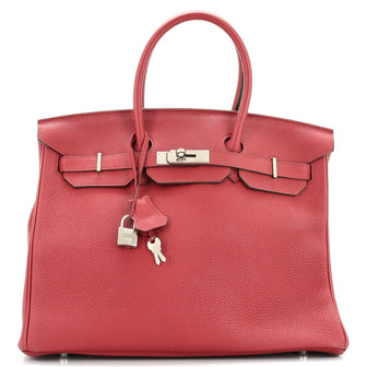 Hermes Birkin Handbag Red Togo with Palladium Hardware 35
