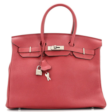 Hermes Birkin Handbag Red Togo with Palladium Hardware 35