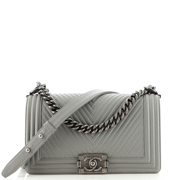 Chanel Boy Flap Bag Chevron Calfskin Old Medium