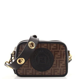 Fendi F is Fendi Logo Stamp Camera Bag Zucca Coated Canvas Small