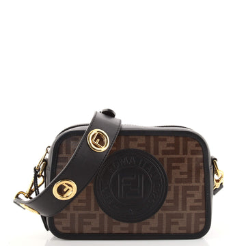 Fendi F is Fendi Logo Stamp Camera Bag Zucca Coated Canvas Small