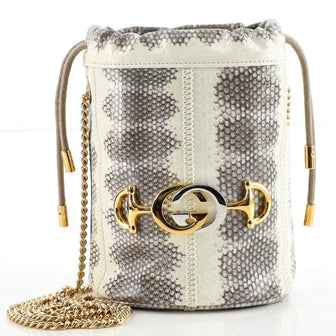 Gucci Zumi Bucket Bag Snakeskin Effect Leather Mini