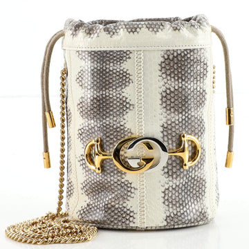 Gucci Zumi Bucket Bag Snakeskin Effect Leather Mini
